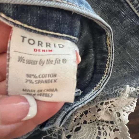 Y2k torrid women's Lace ruffle Jean Shorts coastal cowgirl coquette countrycore - Picture 14 of 15